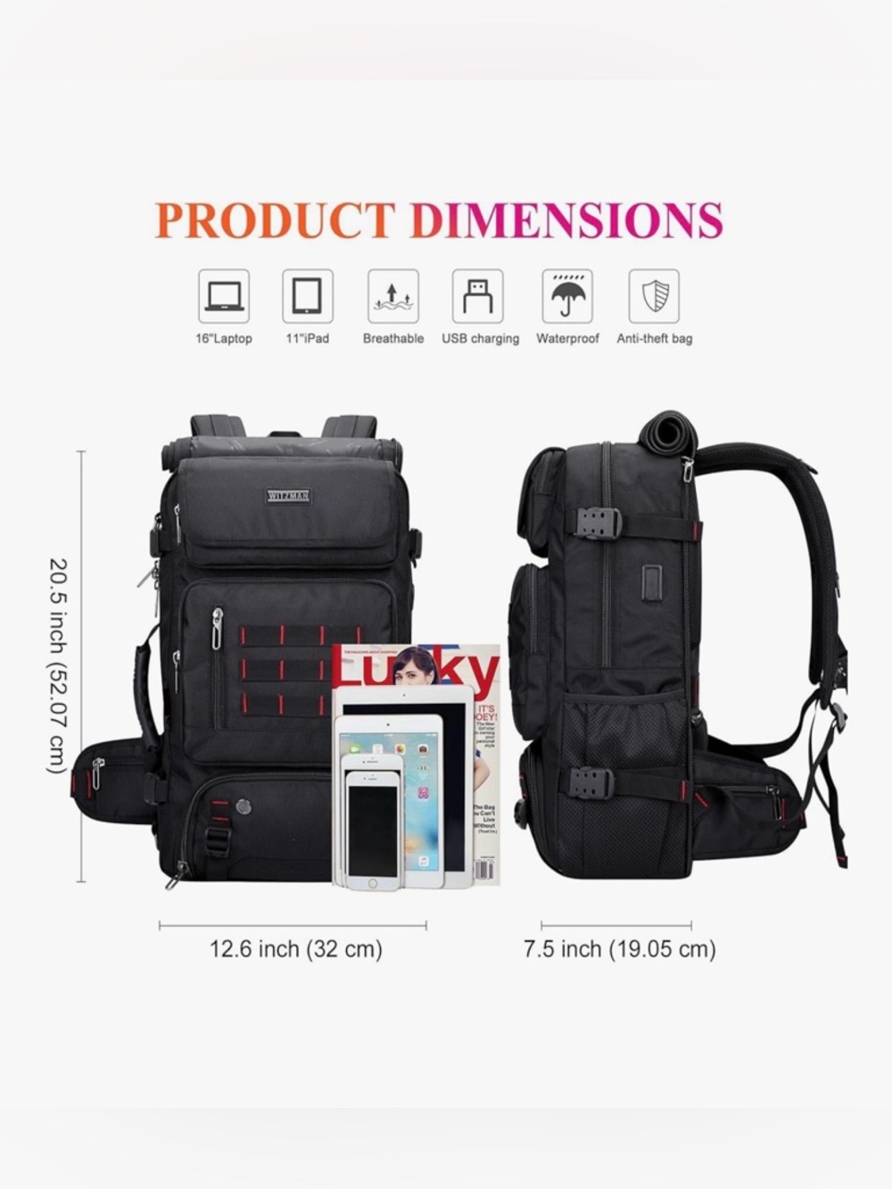 Witzman B682 Carry.-On Travel Backpack. - Picture 8 of 12